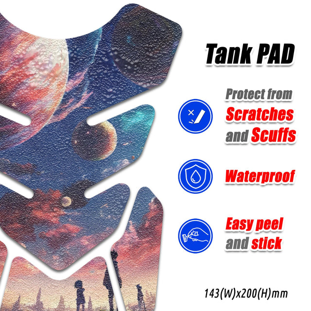 Motorcycle Tank Protectors Gas Tank Pad Shield Anti Slip Pattern Japanese Sci Fi