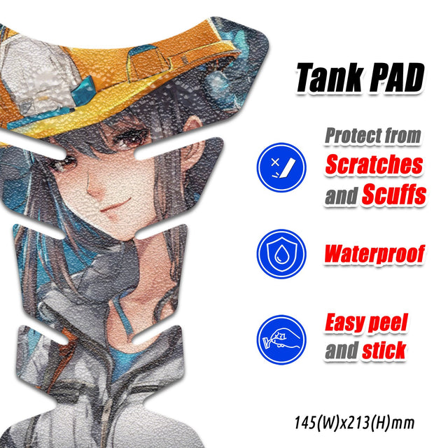 Motorcycle Tank Protectors Tank Pad Gas Anti Slip Pattern Fish Bone Anime Artistic