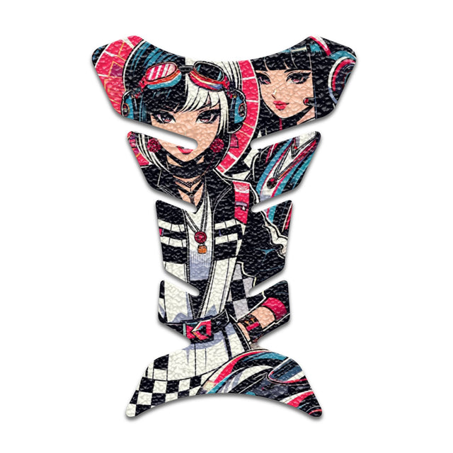 Motorcycle Tank Protectors Tank Pad Gas Anti Slip Pattern Fish Bone Vintage Wave - StickerBao Wheel Sticker Store