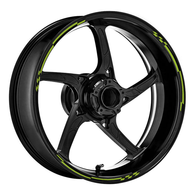StickerBao Green Universal 17 inch Motorcycle Check01 Black Standard Edge Rim Sticker Check Rim Wheel Decal For For Kawasaki