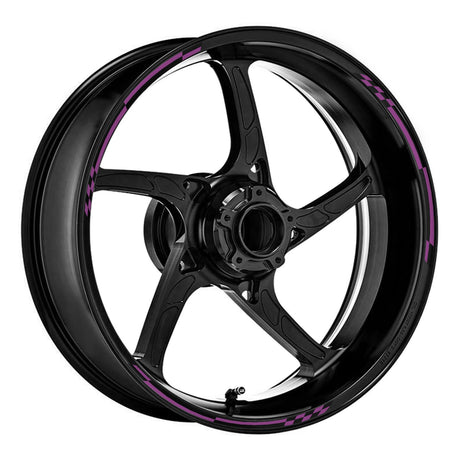 StickerBao Purple Check01 Black Standard Edge Rim Sticker Universal Motorcycle 17 inch Wheel Stripe Decal For Honda