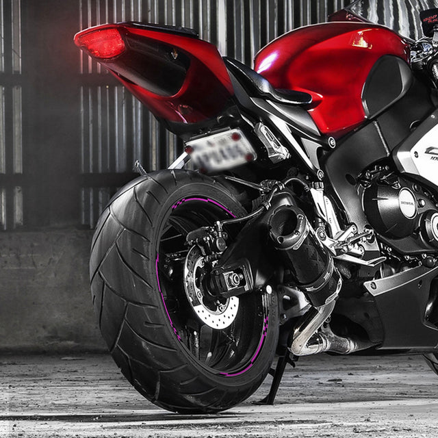 StickerBao Purple Universal 17 inch Motorcycle Check01 Black Standard Edge Rim Sticker Check Rim Wheel Decal  For Ducati