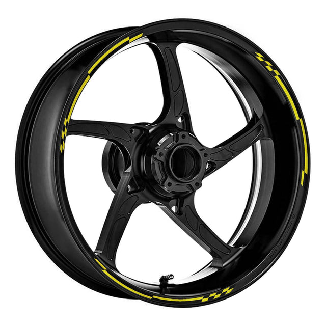 StickerBao Yellow Universal 17 inch Motorcycle Check01 Black Standard Edge Rim Sticker Check Rim Wheel Decal  For Ducati