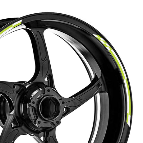 StickerBao Green Universal 17 inch Motorcycle Check01 White Standard Edge Rim Sticker Check Rim Wheel Decal For For Kawasaki