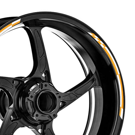 StickerBao Orange Check01 White Standard Edge Rim Sticker Universal Motorcycle 17 inch Wheel Stripe Decal For Ducati