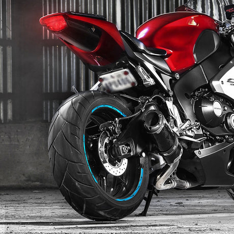 StickerBao Aqua Universal 17 inch Motorcycle Flash01 Black Standard Edge Rim Sticker Check Rim Wheel Decal  For Ducati