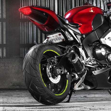 StickerBao Green Flash01 Black Standard Edge Rim Sticker Universal Motorcycle 17 inch Wheel Stripe Decal For Ducati