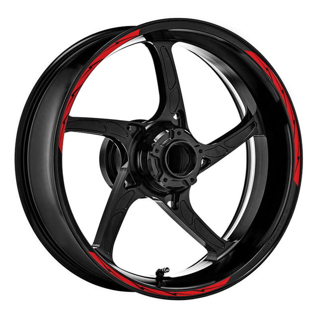 StickerBao Red Universal 17 inch Motorcycle Flash01 Black Standard Edge Rim Sticker Check Rim Wheel Decal  For Aprilia