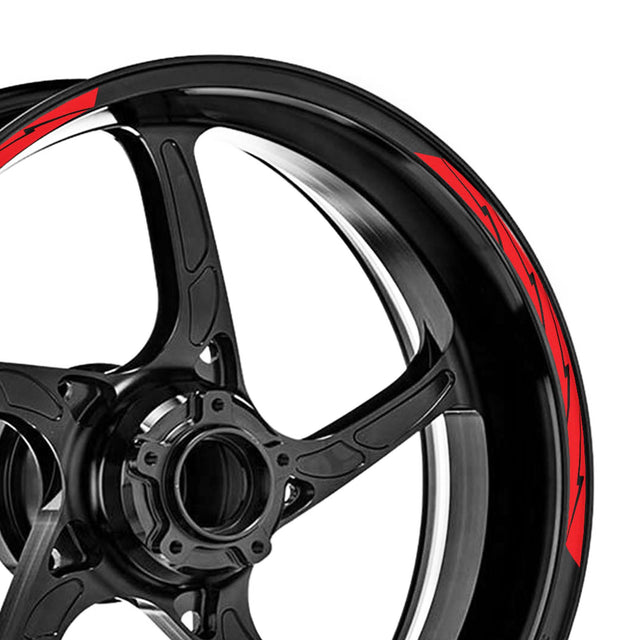 StickerBao Red Universal 17 inch Motorcycle Flash01 Black Standard Edge Rim Sticker Check Rim Wheel Decal For For Kawasaki