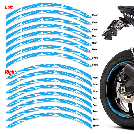 17 inch Flash01 White Standard Edge Rim Sticker Universal Motorcycle Rim Wheel Stripe Decal For Kawasaki - StickerBao Wheel Sticker Store