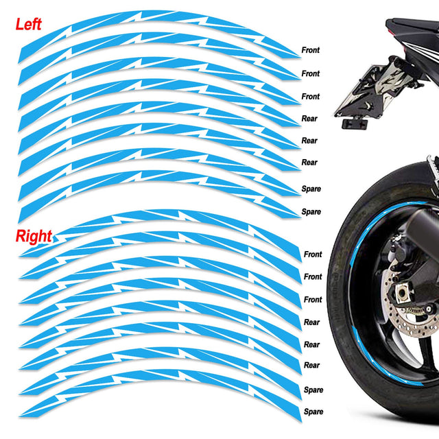 Universal 17 inch Motorcycle Flash01 White Standard Edge Rim Sticker Wheel Stripe Decal For Kawasaki - StickerBao Wheel Sticker Store