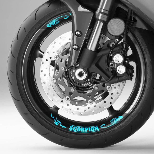 17 inch Rim Wheel Stickers SCORPION01 2-Piece Decal | For Kawasaki ZX-6R ZX-6RR ZX-7R ZX-9R StickerBao