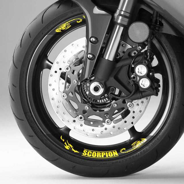17 inch Rim Wheel Stickers SCORPION01 2-Piece Decal | For Kawasaki ZX-6R ZX-6RR ZX-7R ZX-9R StickerBao