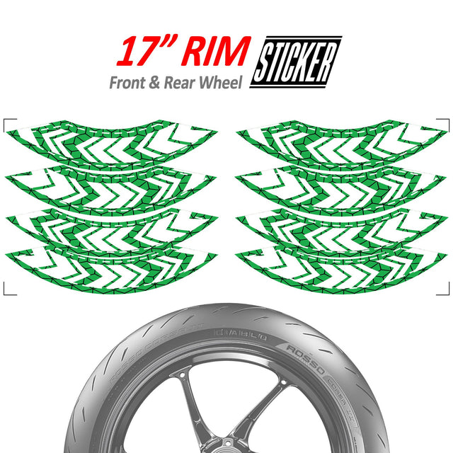 StickerBao Green ARROW01 Advanced 2-Piece Rim Sticker Universal Motorcycle 17 inch Rim Wheel Decal For Yamaha