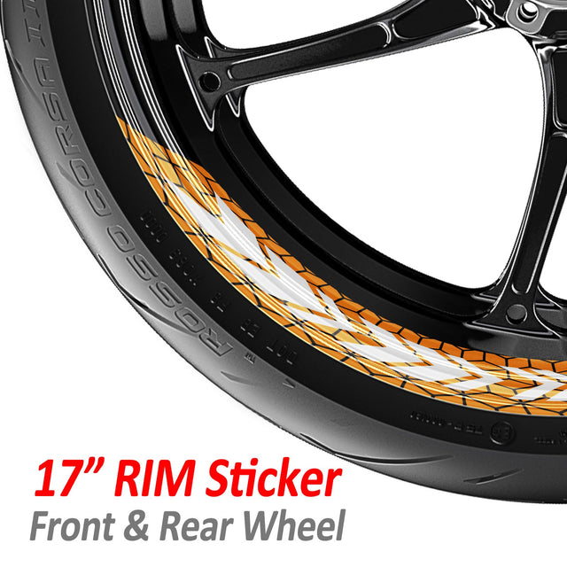 StickerBao Orange 17 inch ARROW01 Advanced 2-Piece Rim Sticker Universal Motorcycle Rim Wheel Decal For Kawasaki