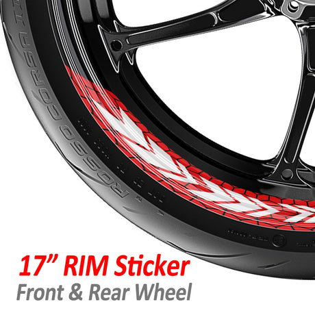 StickerBao Red Universal 17 inch Motorcycle ARROW01 Advanced 2-Piece Rim Sticker Inner Edge Wheel Decal For Honda