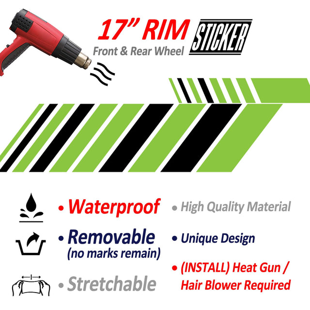 StickerBao Green AWNING01 Advanced 2-Piece Rim Sticker Universal Motorcycle 17 inch Rim Wheel Decal For Yamaha