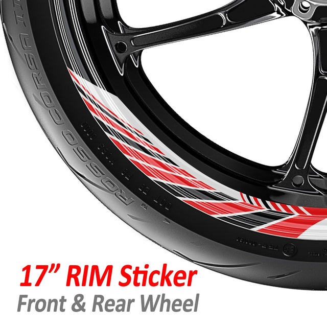 StickerBao Red Universal 17 inch Motorcycle AWNING01 Advanced 2-Piece Rim Sticker Rim Wheel Decal  For Aprilia