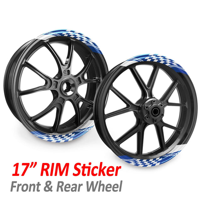 StickerBao Blue Universal 17 inch Motorcycle CHECK01 Advanced 2-Piece Rim Sticker Rim Wheel Decal  For Ducati
