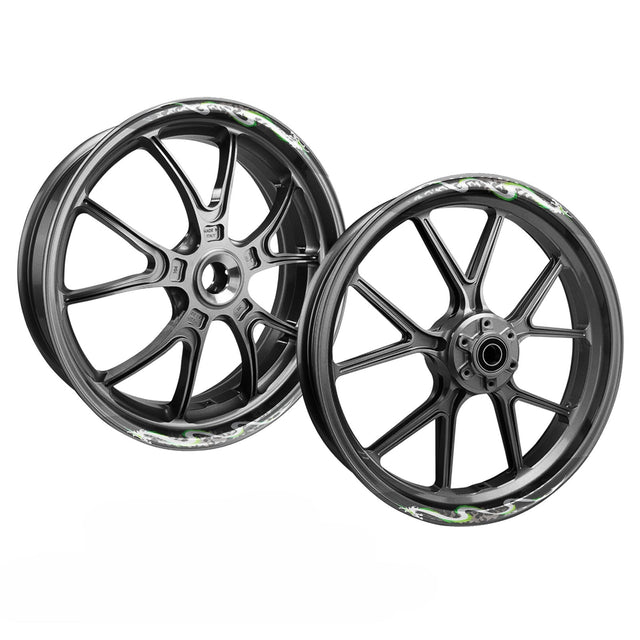 StickerBao Green DRAGON01 Advanced 2-Piece Rim Sticker Universal Motorcycle 17 inch Rim Wheel Decal For Triumph