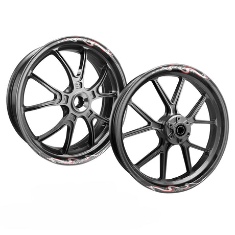 StickerBao Red DRAGON01 Advanced 2-Piece Rim Sticker Universal Motorcycle 17 inch Rim Wheel Decal For Kawasaki