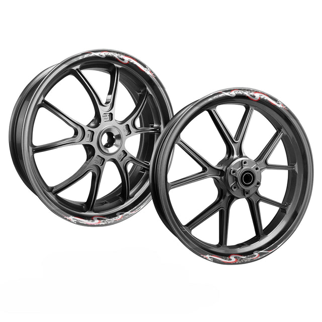 StickerBao Red DRAGON01 Advanced 2-Piece Rim Sticker Universal Motorcycle 17 inch Rim Wheel Decal For Kawasaki