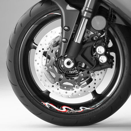 StickerBao Red 17 inch DRAGON01 Advanced 2-Piece Rim Sticker Universal Motorcycle Rim Wheel Decal For Kawasaki