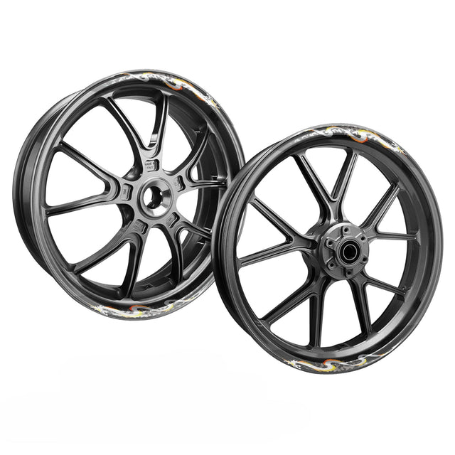 StickerBao Yellow 17 inch DRAGON01 Advanced 2-Piece Rim Sticker Universal Motorcycle Rim Wheel Decal For Kawasaki