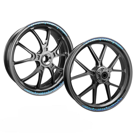 StickerBao Blue FIRE01 Advanced 2-Piece Rim Sticker Universal Motorcycle 17 inch Rim Wheel Decal For Yamaha