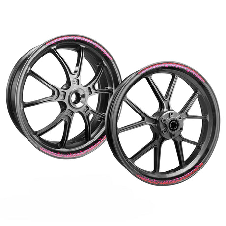 StickerBao Pink FIRE01 Advanced 2-Piece Rim Sticker Universal Motorcycle 17 inch Inner Edge Wheel Decal For Aprilia