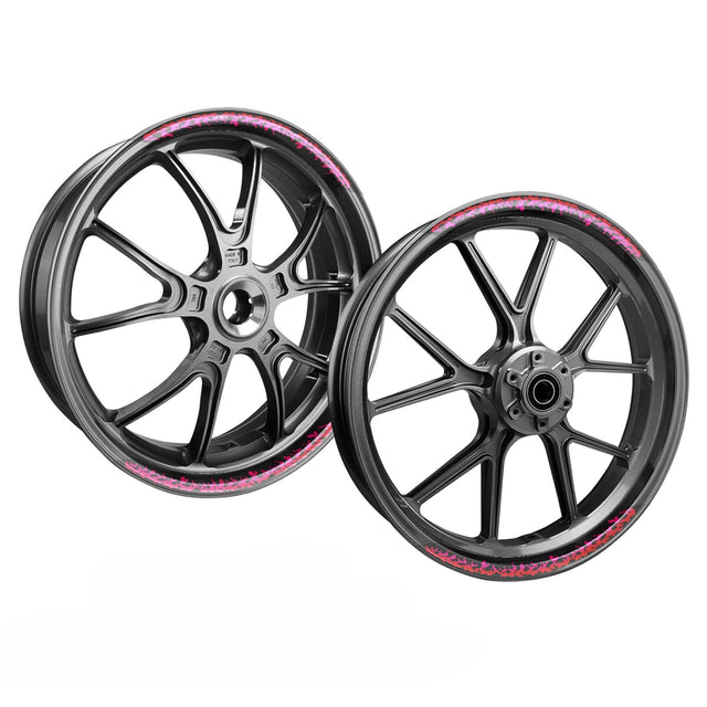 StickerBao Pink FIRE01 Advanced 2-Piece Rim Sticker Universal Motorcycle 17 inch Inner Edge Wheel Decal For Aprilia