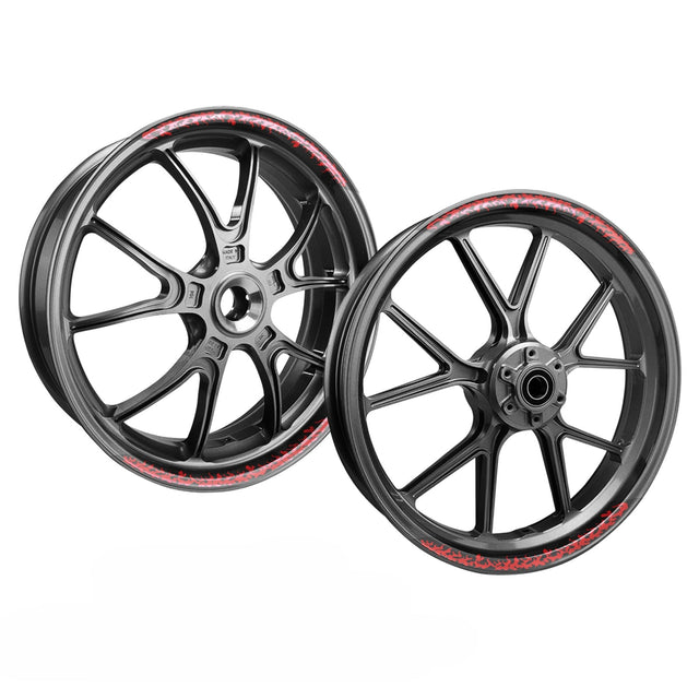 StickerBao Red Universal 17 inch Motorcycle FIRE01 Advanced 2-Piece Rim Sticker Inner Edge Wheel Decal For Kawasaki