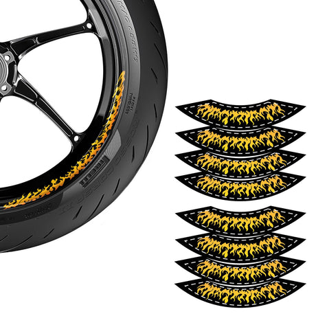 StickerBao Yellow 17 inch FIRE01 Advanced 2-Piece Rim Sticker Universal Motorcycle Rim Wheel Decal For Yamaha