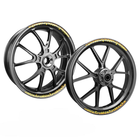StickerBao Yellow FIRE01 Advanced 2-Piece Rim Sticker Universal Motorcycle 17 inch Rim Wheel Decal For Honda