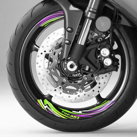 StickerBao Motorcycle Universal 17 inch Inner Edge Wheel Decal FLASH01 Advanced 2-Piece Rim Sticker For Kawasaki