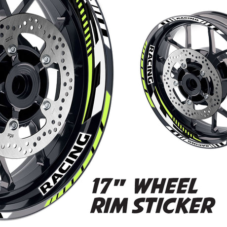 StickerBao Light Green 17 inch GP09 Platinum Inner Edge Rim Sticker Universal Motorcycle Rim Wheel Decal Racing For Kawasaki