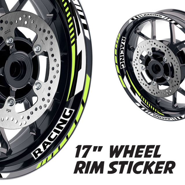 StickerBao Light Green 17 inch GP09 Platinum Inner Edge Rim Sticker Universal Motorcycle Rim Wheel Decal Racing For Kawasaki