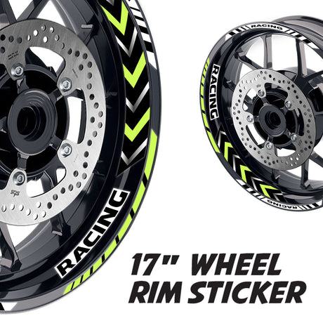 StickerBao Light Green 17 inch GP11 Platinum Inner Edge Rim Sticker Universal Motorcycle Rim Wheel Decal Racing For Kawasaki
