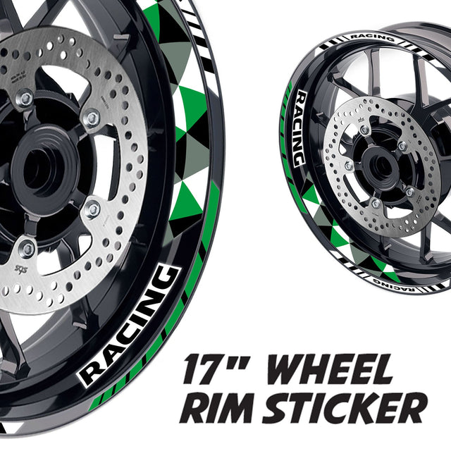 StickerBao Dark Green 17 inch GP13 Platinum Inner Edge Rim Sticker Universal Motorcycle Rim Wheel Decal Racing For Kawasaki