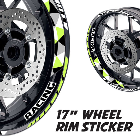StickerBao Light Green 17 inch GP13 Platinum Inner Edge Rim Sticker Universal Motorcycle Rim Wheel Decal Racing For Kawasaki