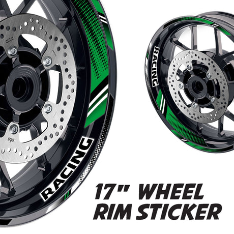 StickerBao Dark Green 17 inch GP17 Platinum Inner Edge Rim Sticker Universal Motorcycle Rim Wheel Decal Racing For Kawasaki