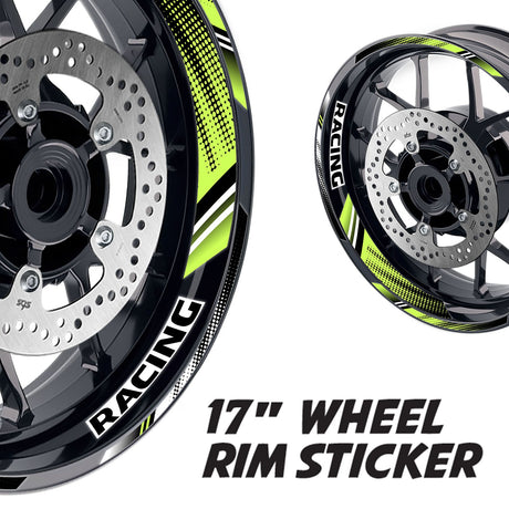StickerBao Light Green 17 inch GP17 Platinum Inner Edge Rim Sticker Universal Motorcycle Rim Wheel Decal Racing For Kawasaki