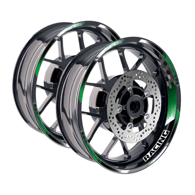 StickerBao Dark Green 17 inch GP18 Platinum Inner Edge Rim Sticker Universal Motorcycle Rim Wheel Decal Racing For Kawasaki