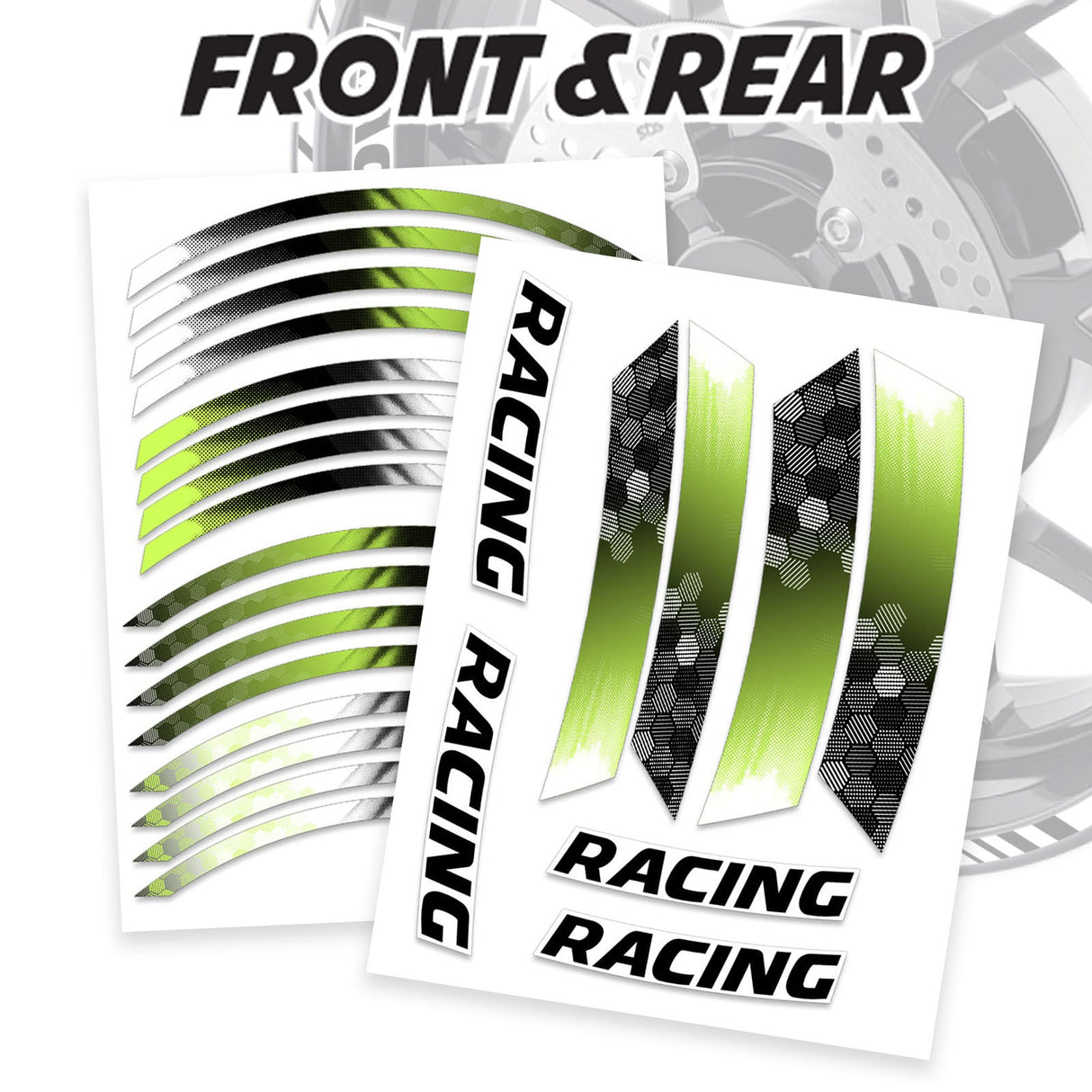 StickerBao Light Green 17 inch GP18 Platinum Inner Edge Rim Sticker Universal Motorcycle Rim Wheel Decal Racing For Honda