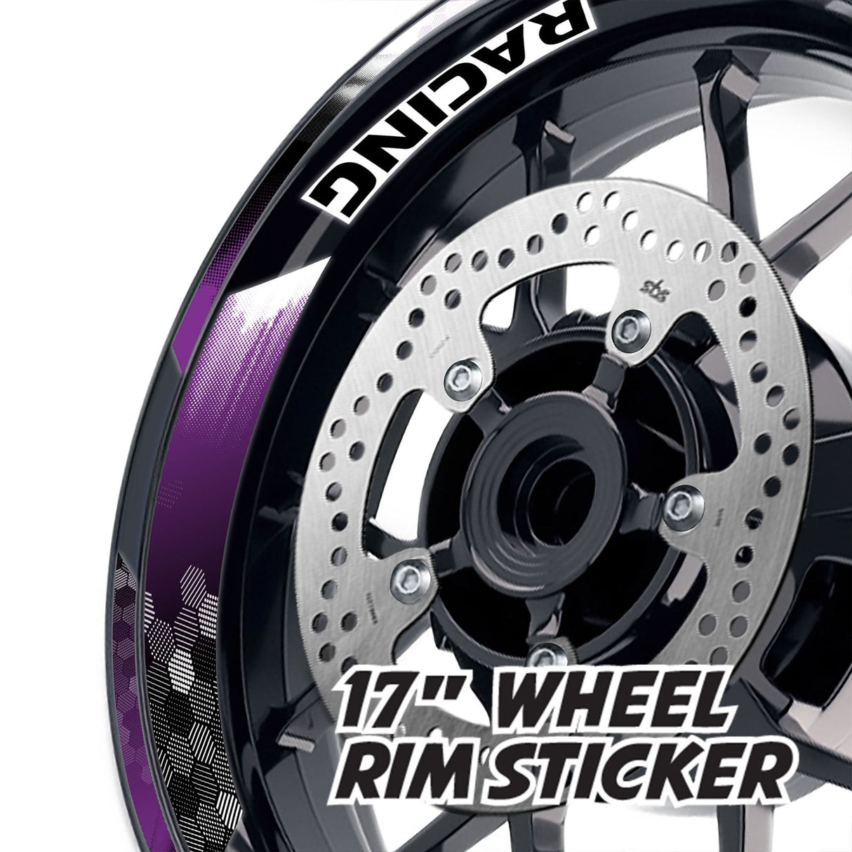 StickerBao Purple 17 inch GP18 Platinum Inner Edge Rim Sticker Universal Motorcycle Rim Wheel Decal Racing For Honda