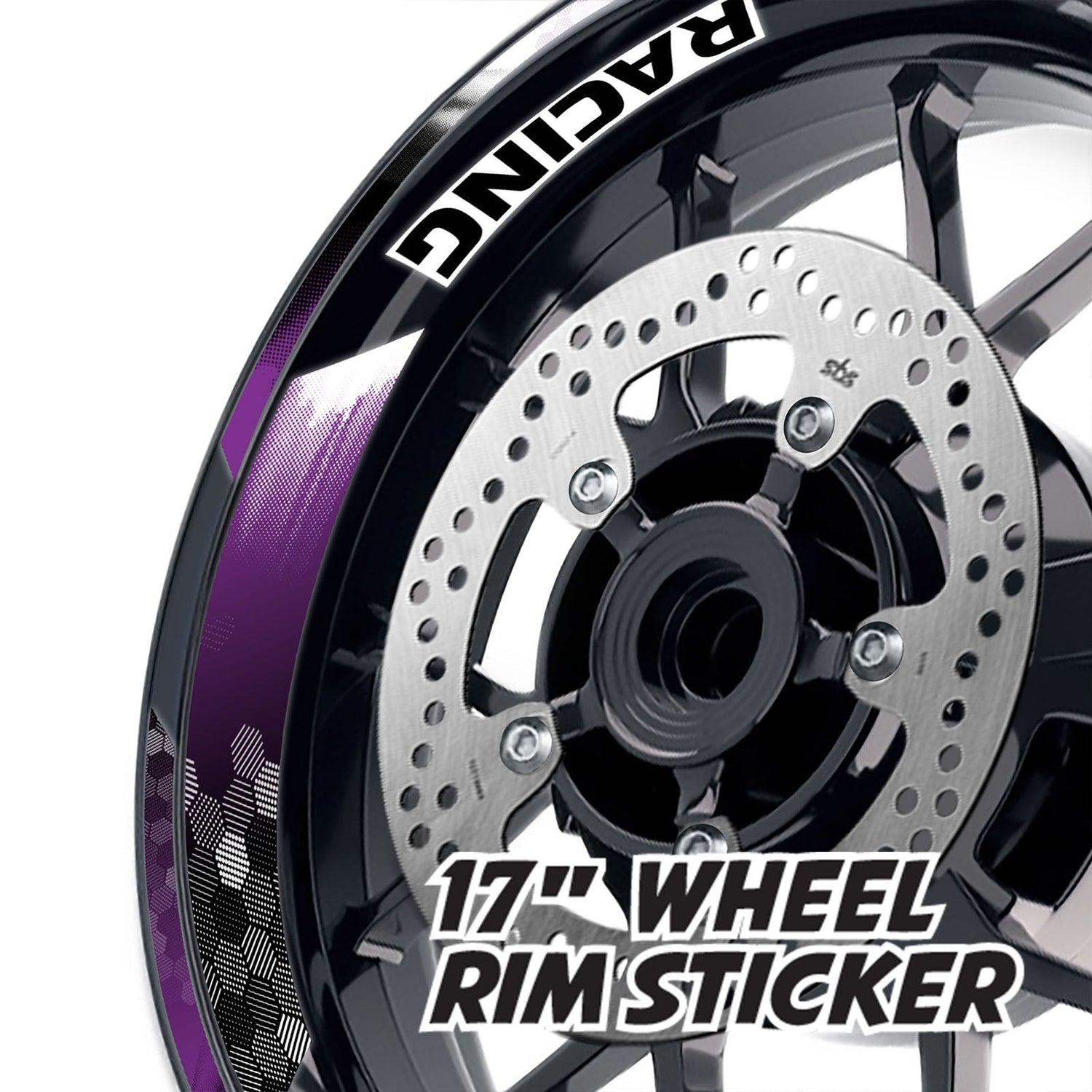 StickerBao Purple 17 inch GP18 Platinum Inner Edge Rim Sticker Universal Motorcycle Rim Wheel Decal Racing For Honda