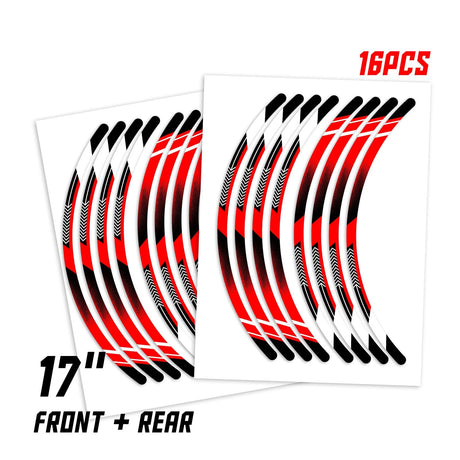StickerBao Red Universal 17 inch Motorcycle A01B Arrow Standard Edge Rim Sticker Check Rim Wheel Decal For For MV Agusta