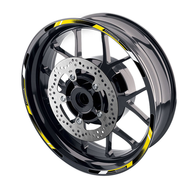StickerBao Yellow A01B Arrow Standard Edge Rim Sticker Universal Motorcycle 17 inch Wheel Stripe Decal For Triumph