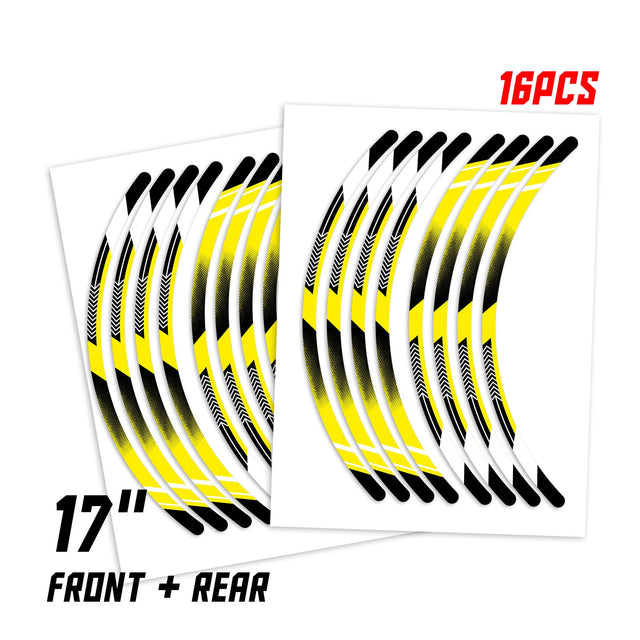 StickerBao Yellow Universal 17 inch Motorcycle A01B Arrow Standard Edge Rim Sticker Check Rim Wheel Decal  For Ducati
