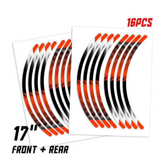 StickerBao Orange Universal 17 inch Motorcycle B01B Honeycomb Standard Edge Rim Sticker Check Rim Wheel Decal  For Ducati